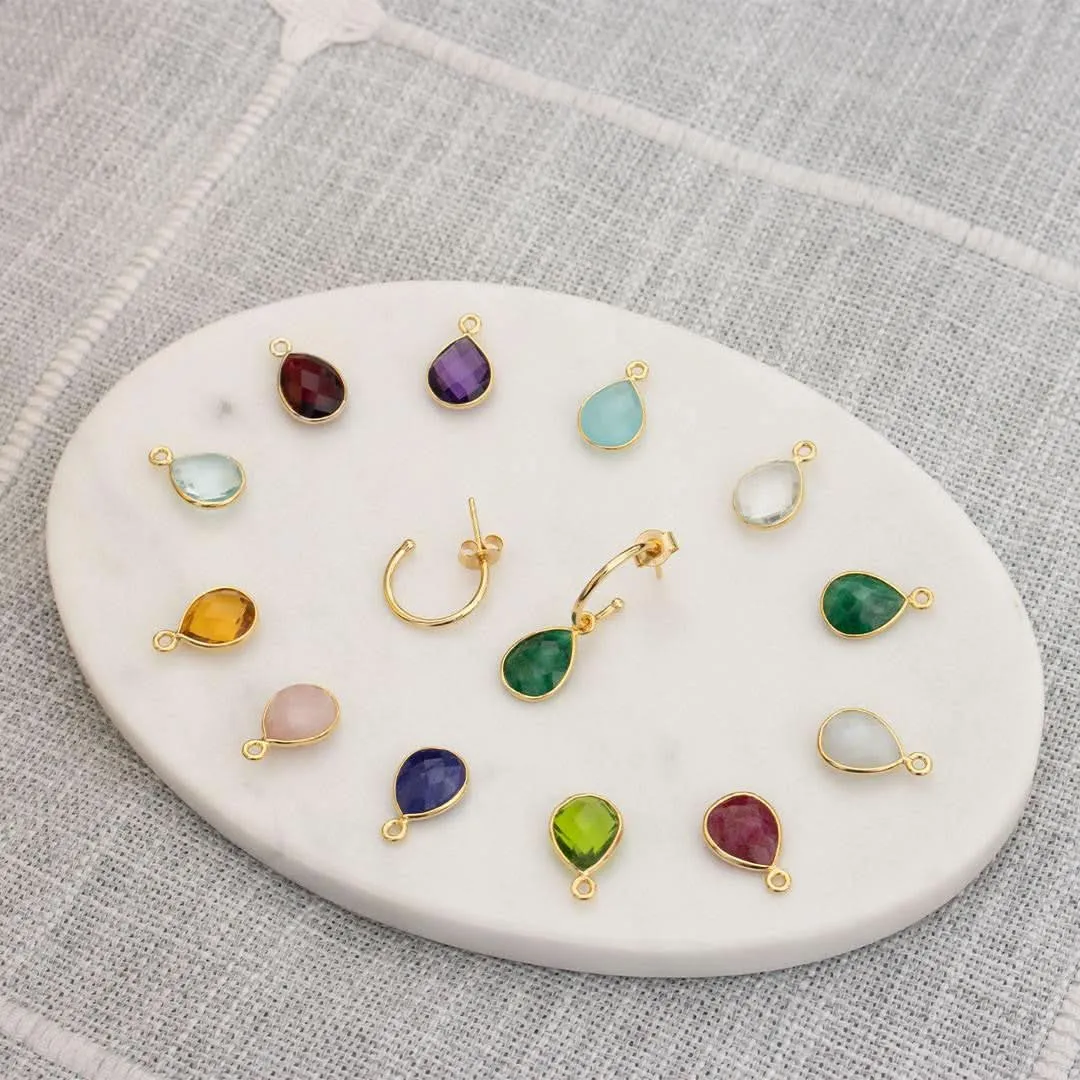 Pink Opal Drop Hoop Earrings | Silver - October