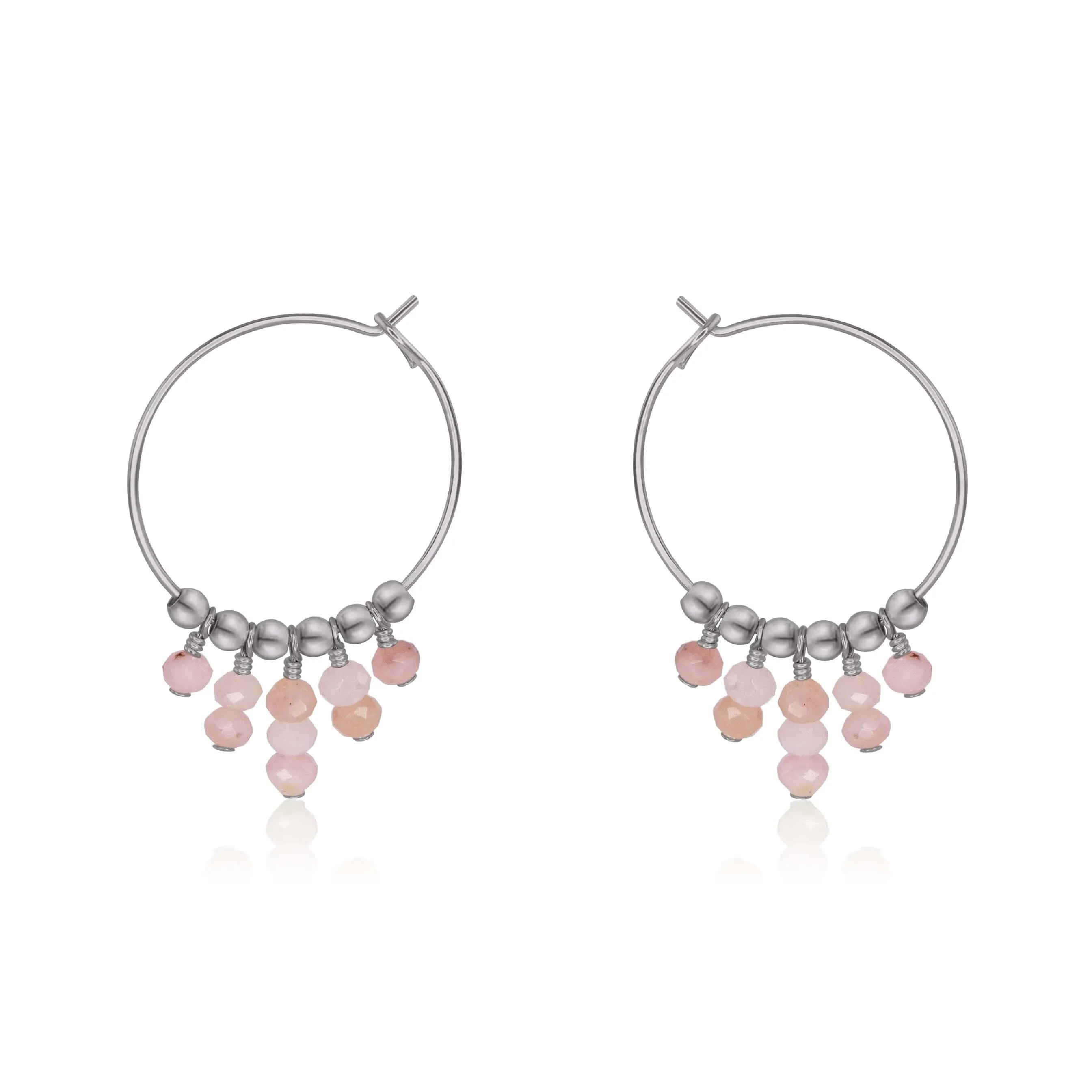 Pink Peruvian Opal Statement Hoop Earrings