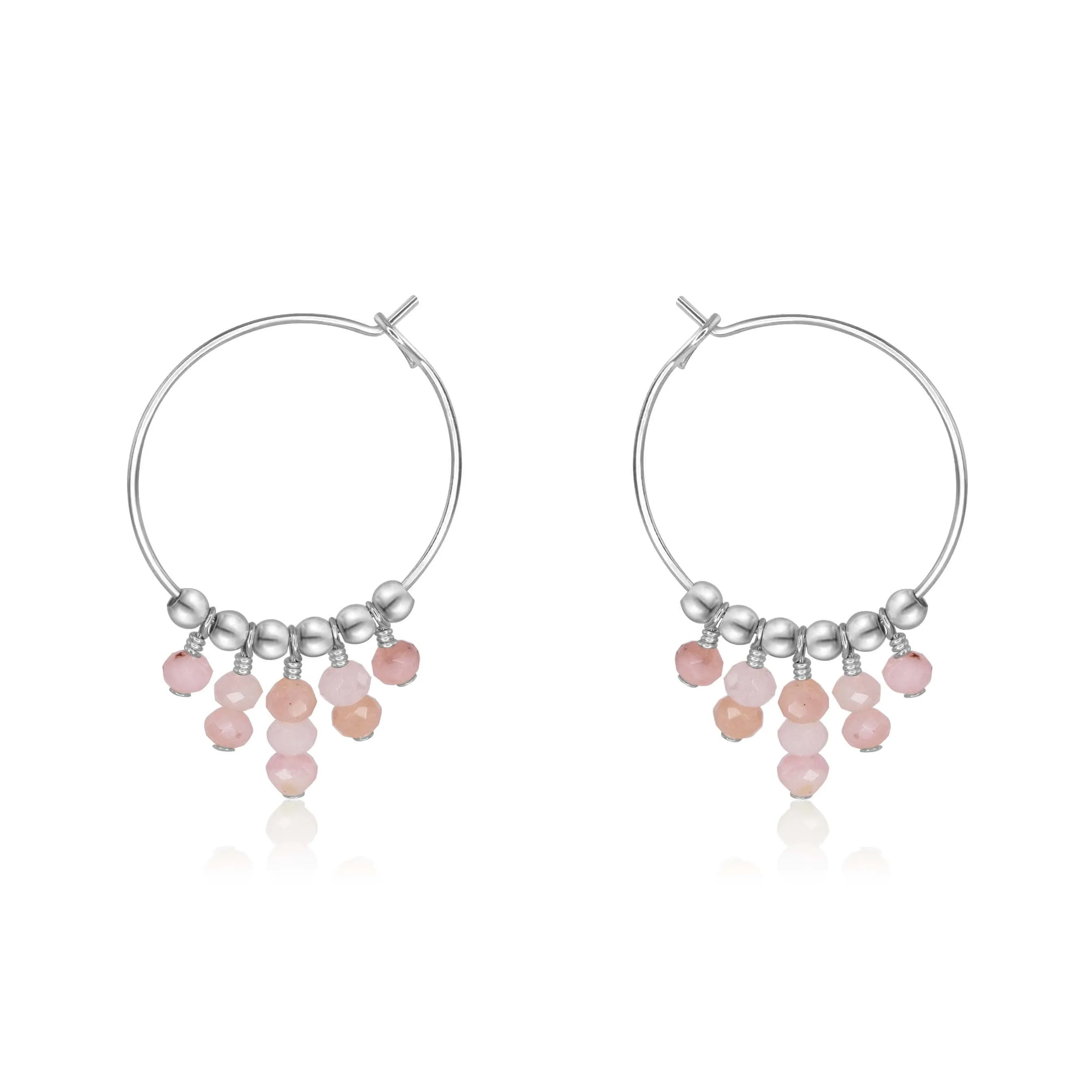 Pink Peruvian Opal Statement Hoop Earrings