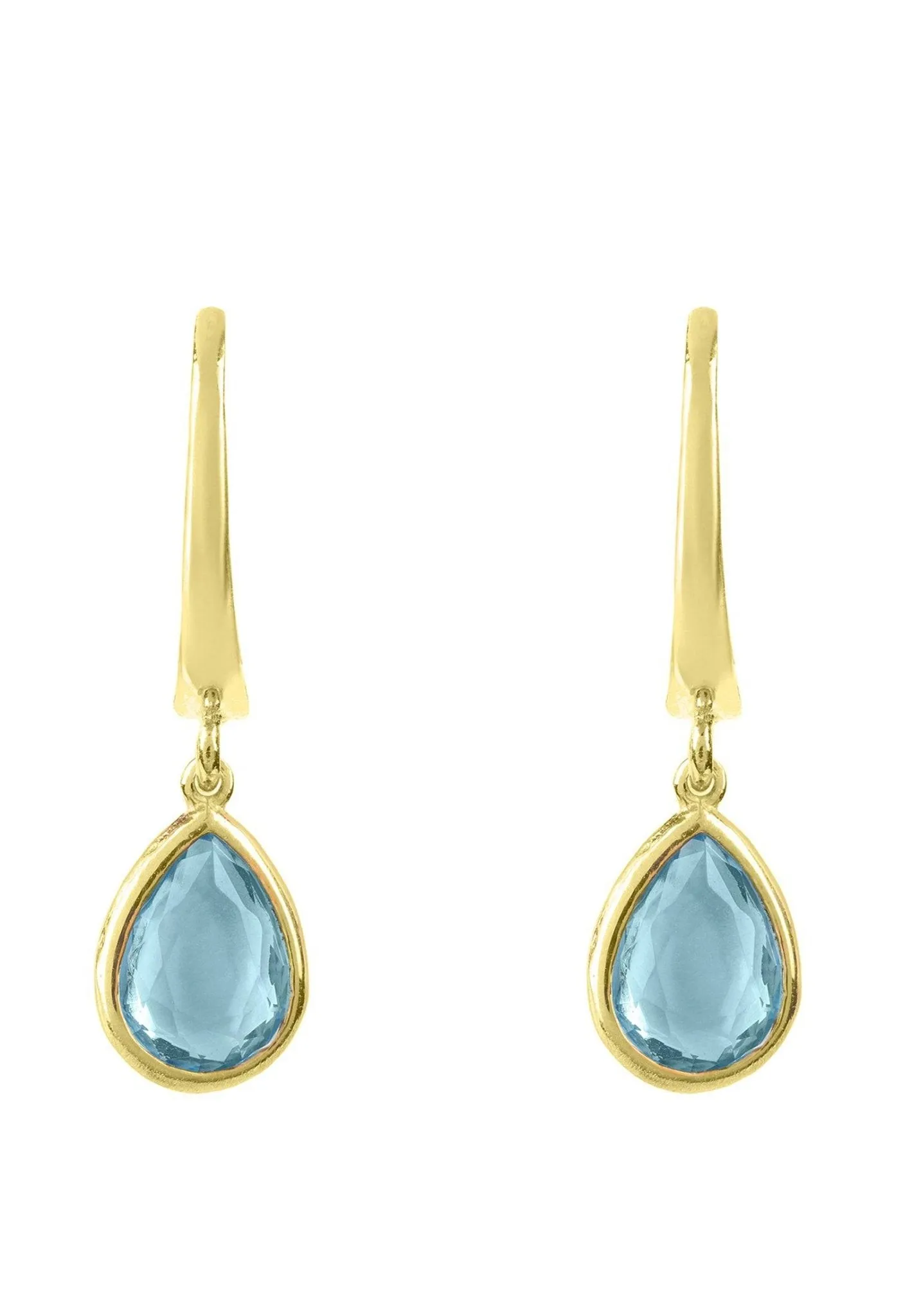 Pisa Mini Teardrop Earrings Gold Blue Topaz