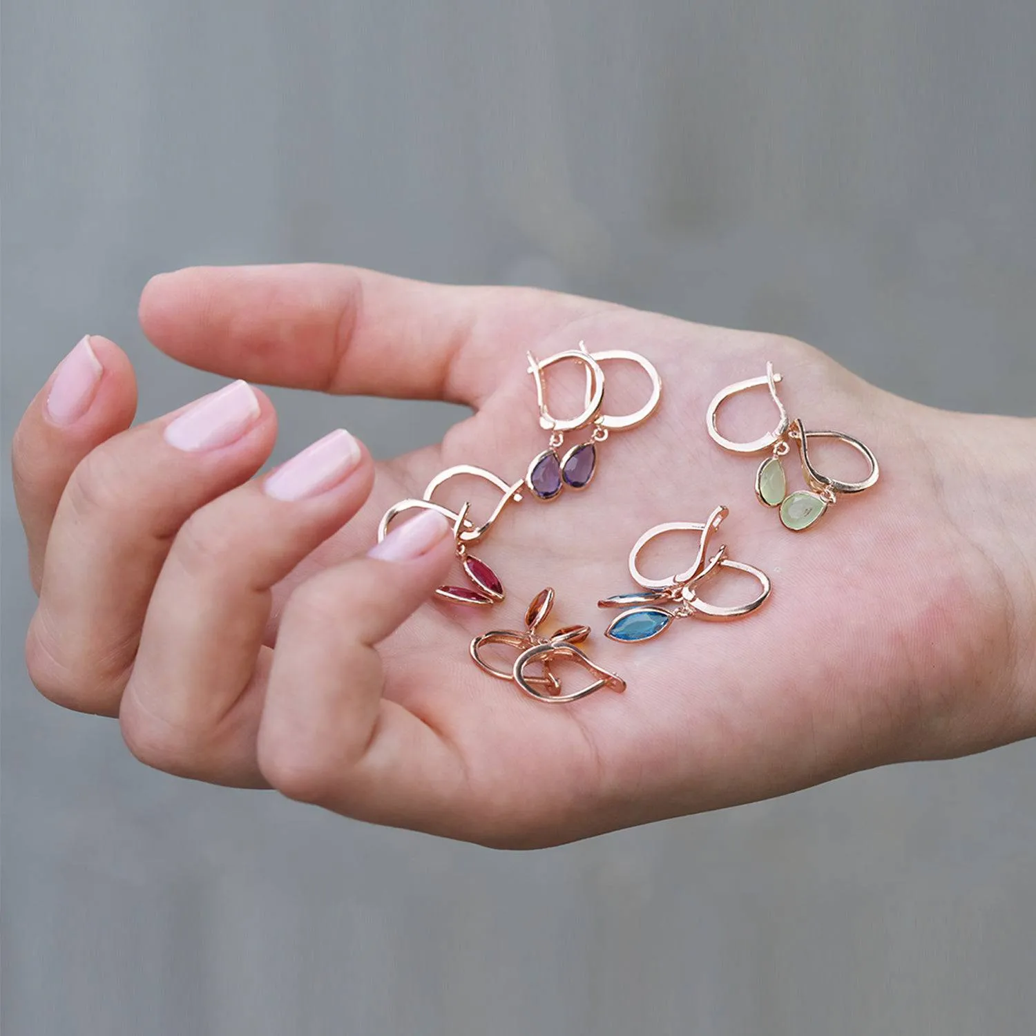Pisa Mini Teardrop Earrings Gold Blue Topaz