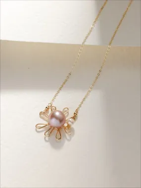 Purple Fairy Series Small Sun Pearl Pendant Necklace