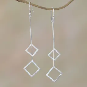 Quantum Dangle Geometric Sterling Silver Dangle Earrings from Bali