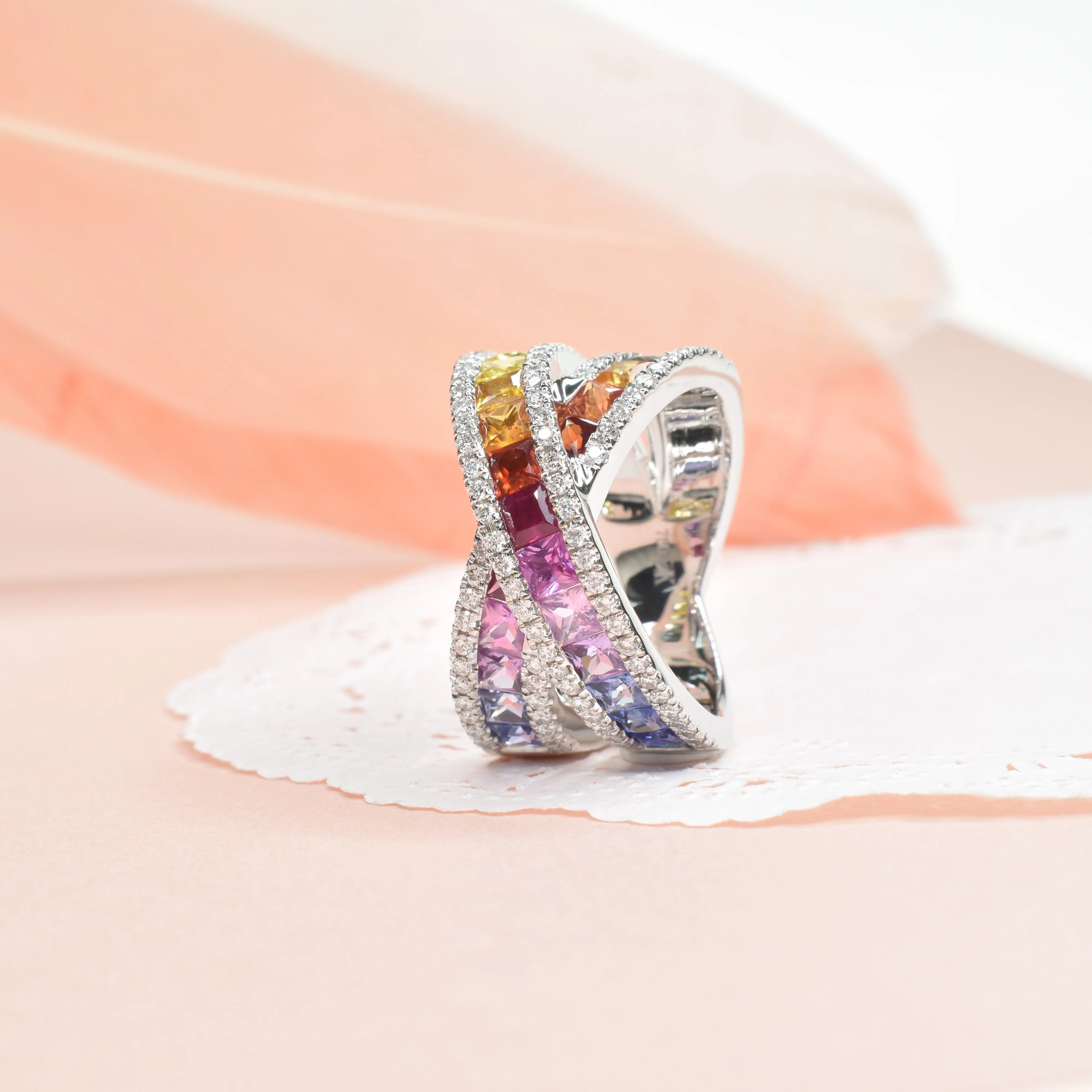 Rainbow Cross Over Ring