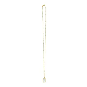 Rectangular Mother of Pearl Geometric Gem Pendant Necklace in 14k Yellow Gold