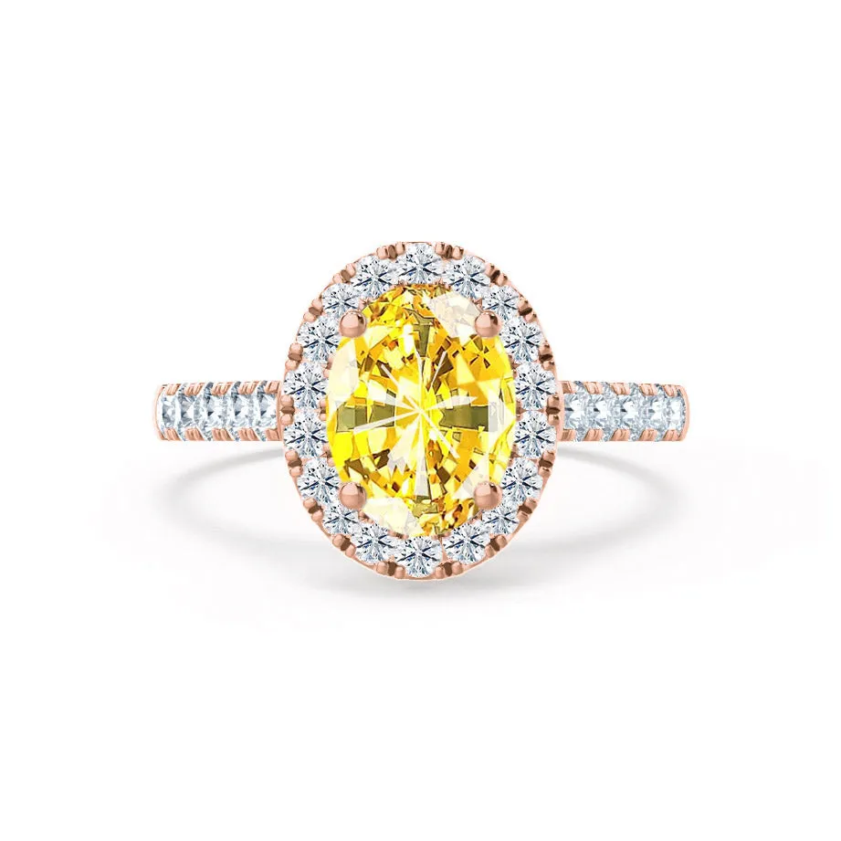 ROSA - Chatham® Yellow Sapphire & Diamond 18K Rose Gold Halo