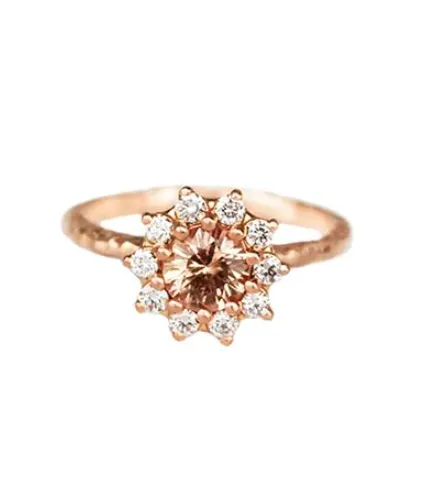 Rose Gold Vintage Rosetta with .80ct Round Peach Sapphire