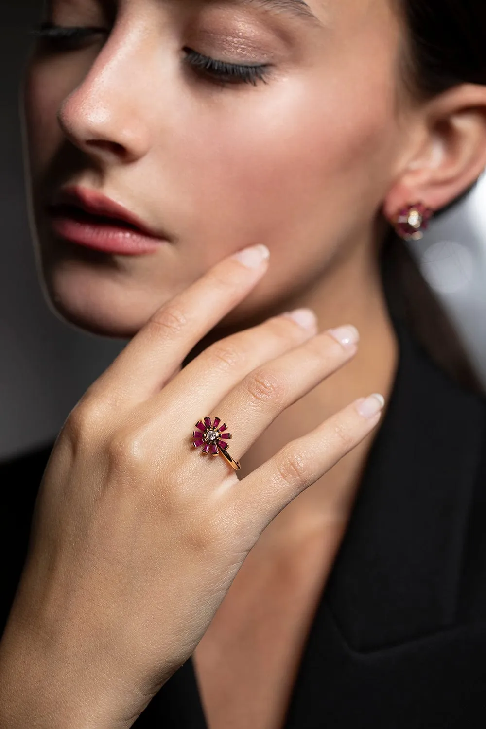 Ruby and Diamond Daisy Ring