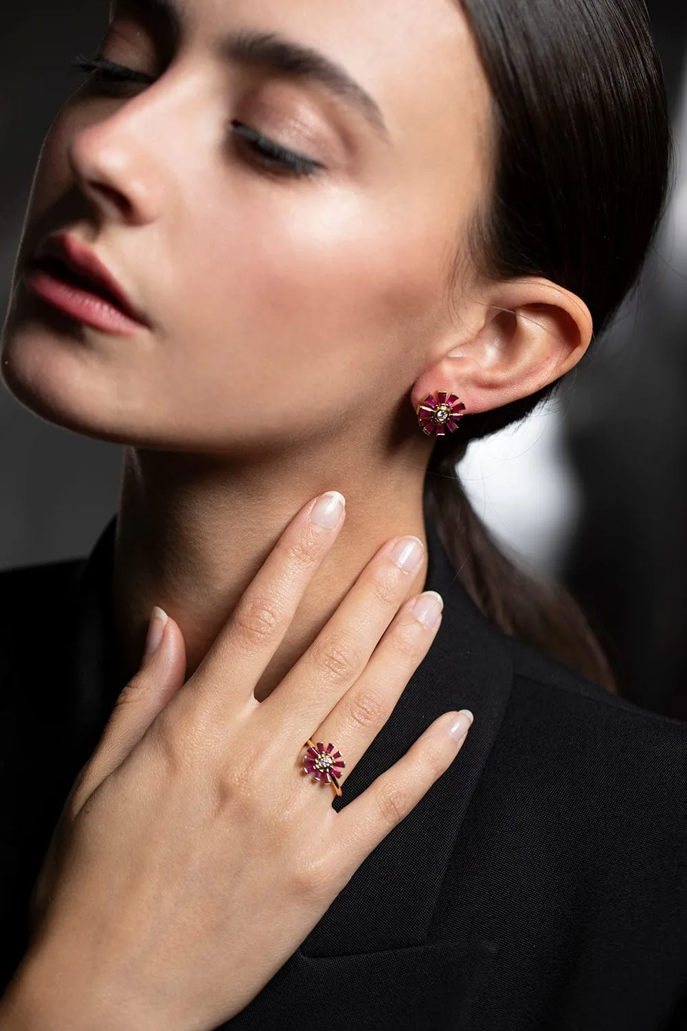 Ruby and Diamond Daisy Ring