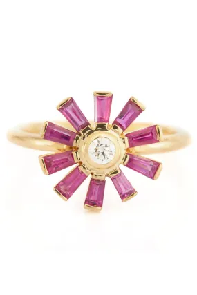 Ruby and Diamond Daisy Ring