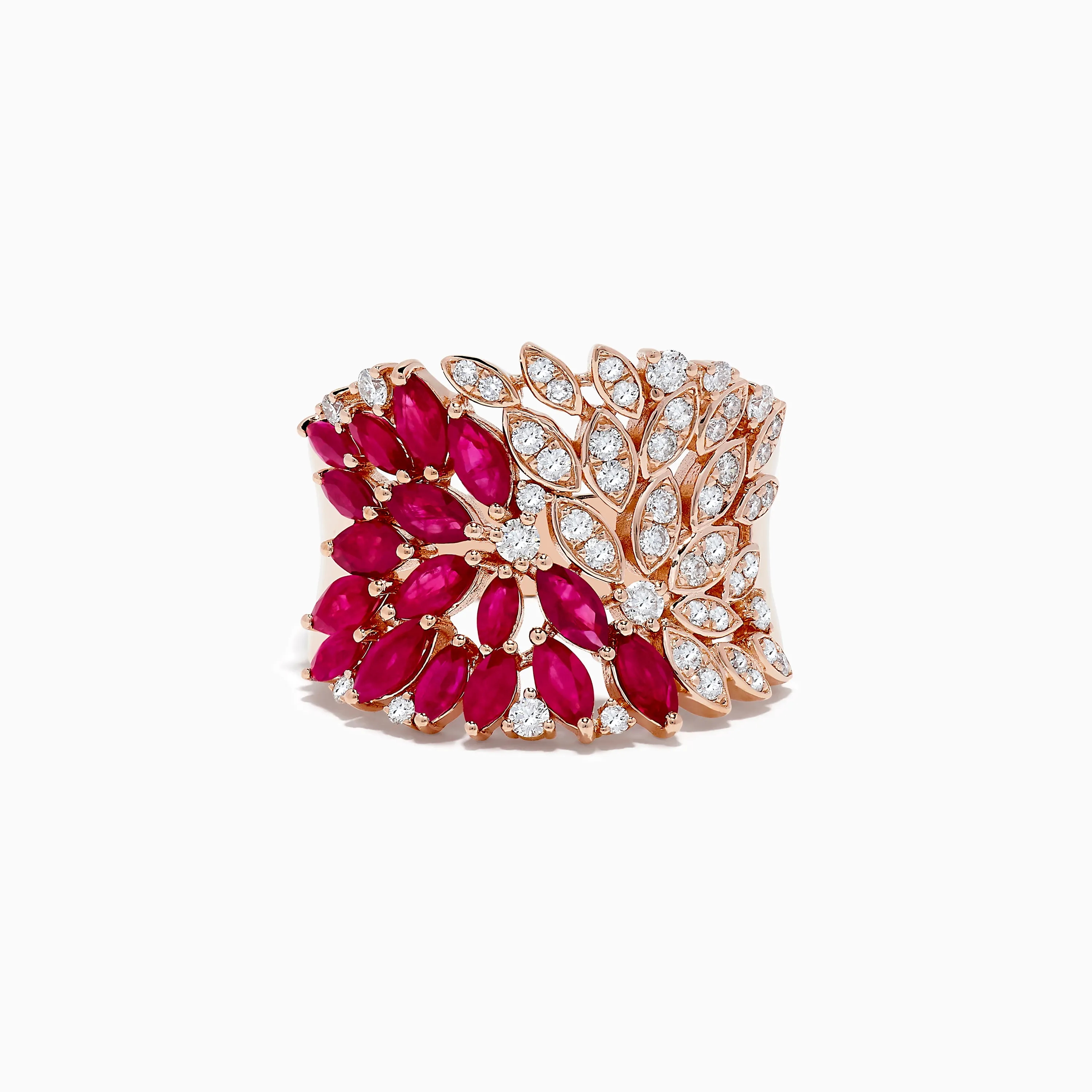 Ruby Royale 14K Rose Gold Marquise Cut Ruby and Diamond Cocktail Ring