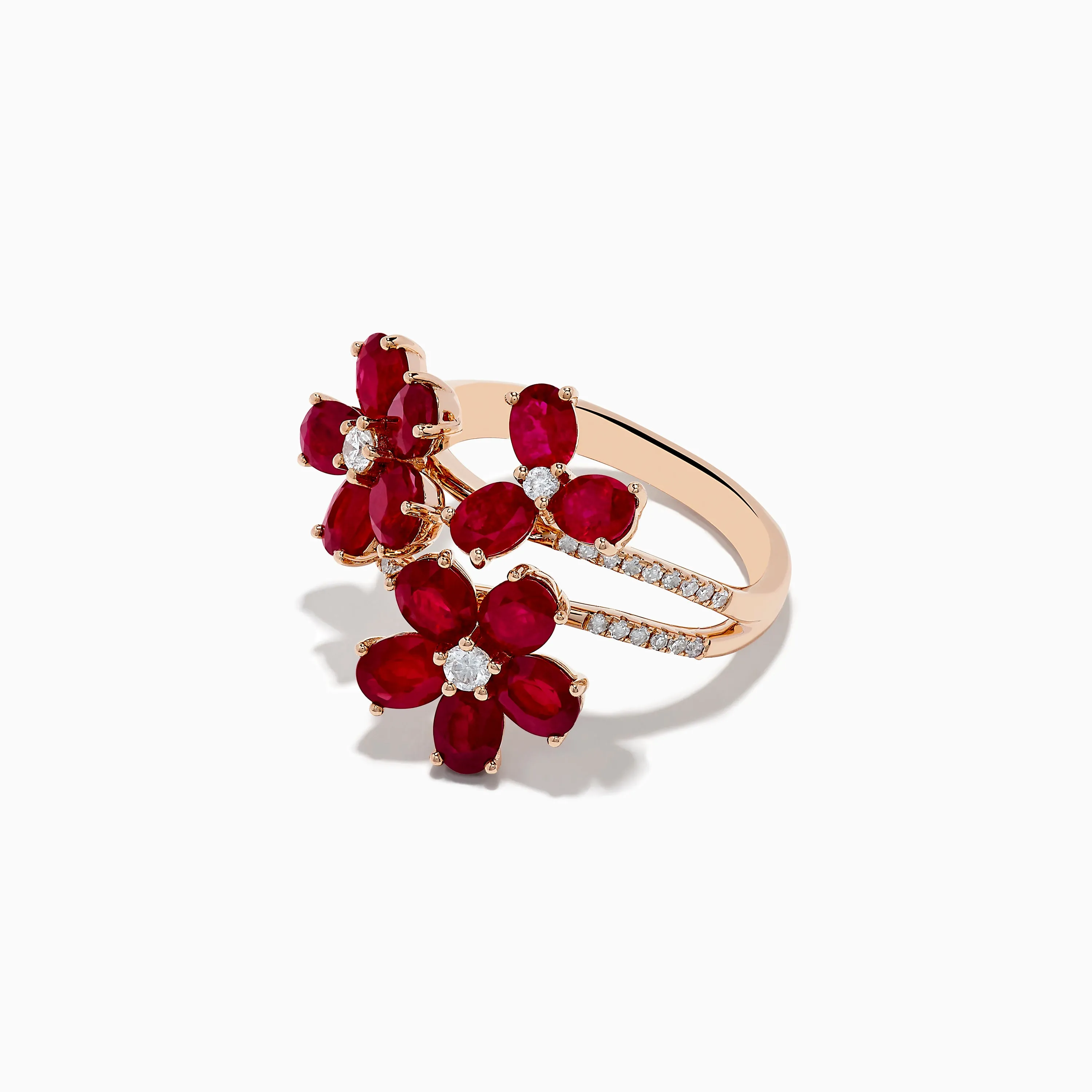 Ruby Royale 14K Rose Gold Ruby Flower Cocktail Ring