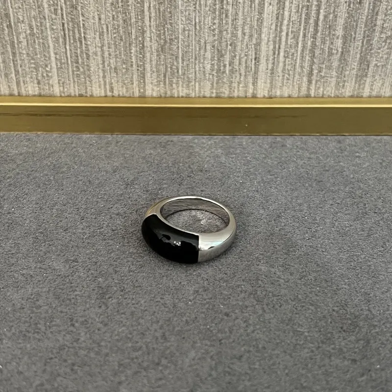 S925 Sterling Silver Irregular Black Onyx Rings