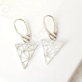 Silver Geometric Triangle Earrings