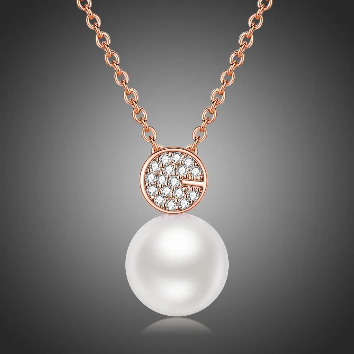 Simulated Pearl Dazzling Pendant Necklace KPN0246