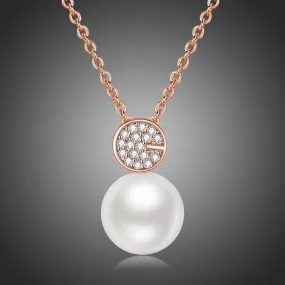 Simulated Pearl Dazzling Pendant Necklace KPN0246