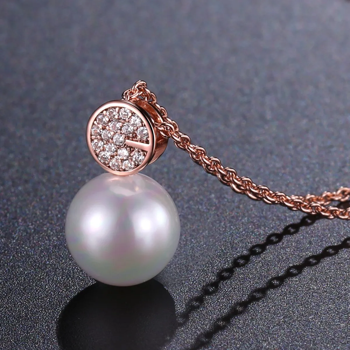 Simulated Pearl Dazzling Pendant Necklace KPN0246
