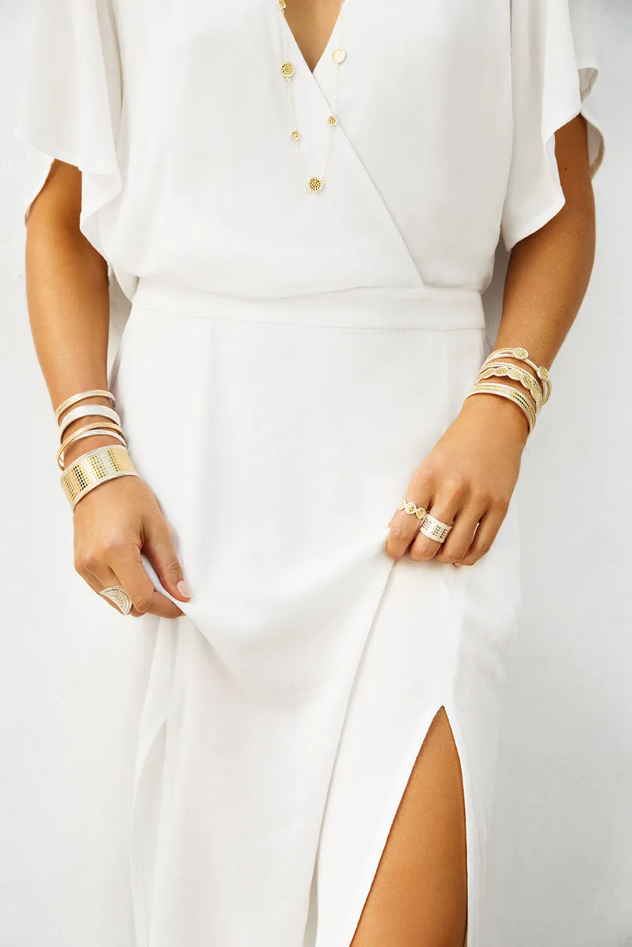 Single Cross Cuff Silver and Gold