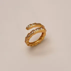 Snake Band Diamond Gold Ring JLTR0363