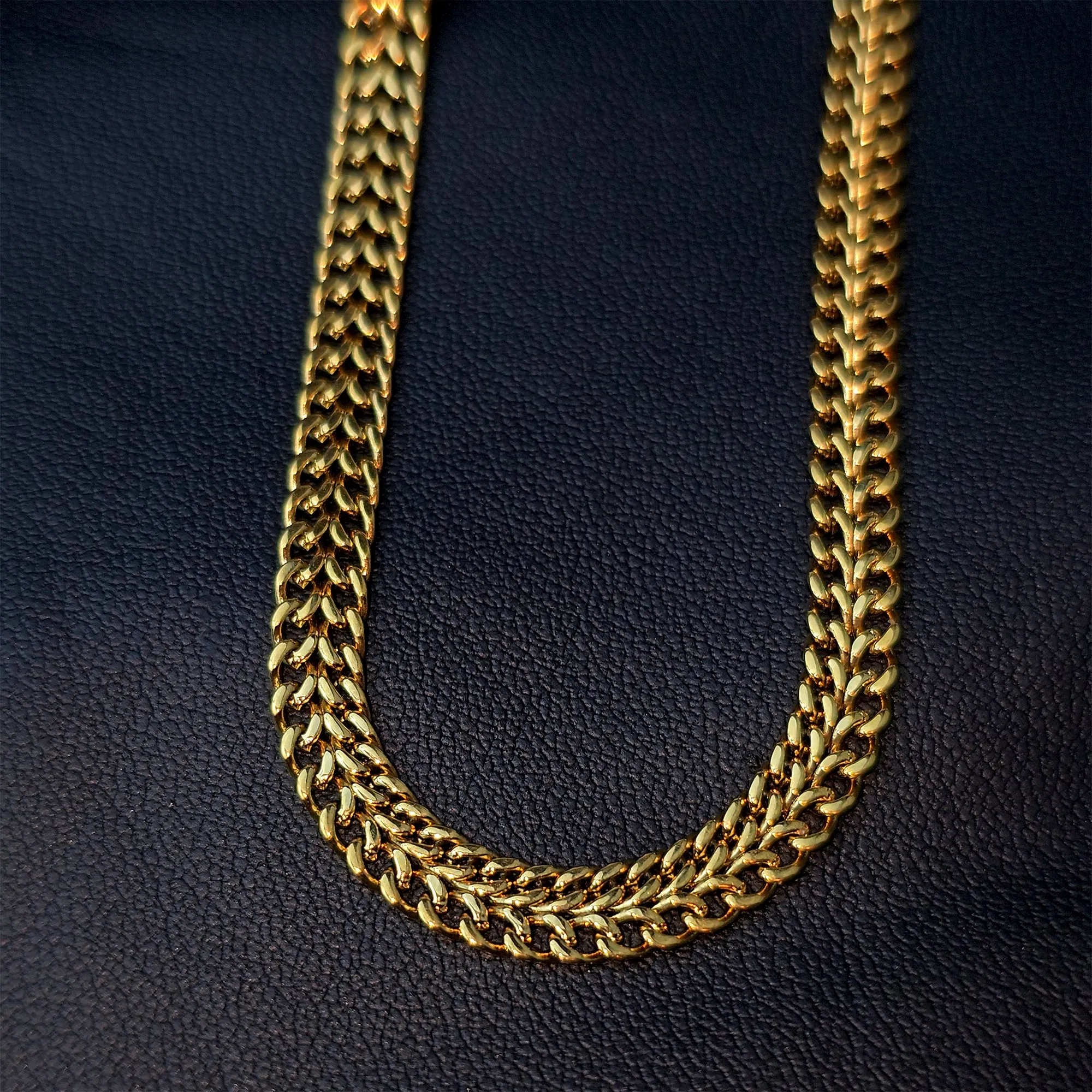 Stainless Steel Gold Tone PVD Chunky Goddess Chain Layering Necklace