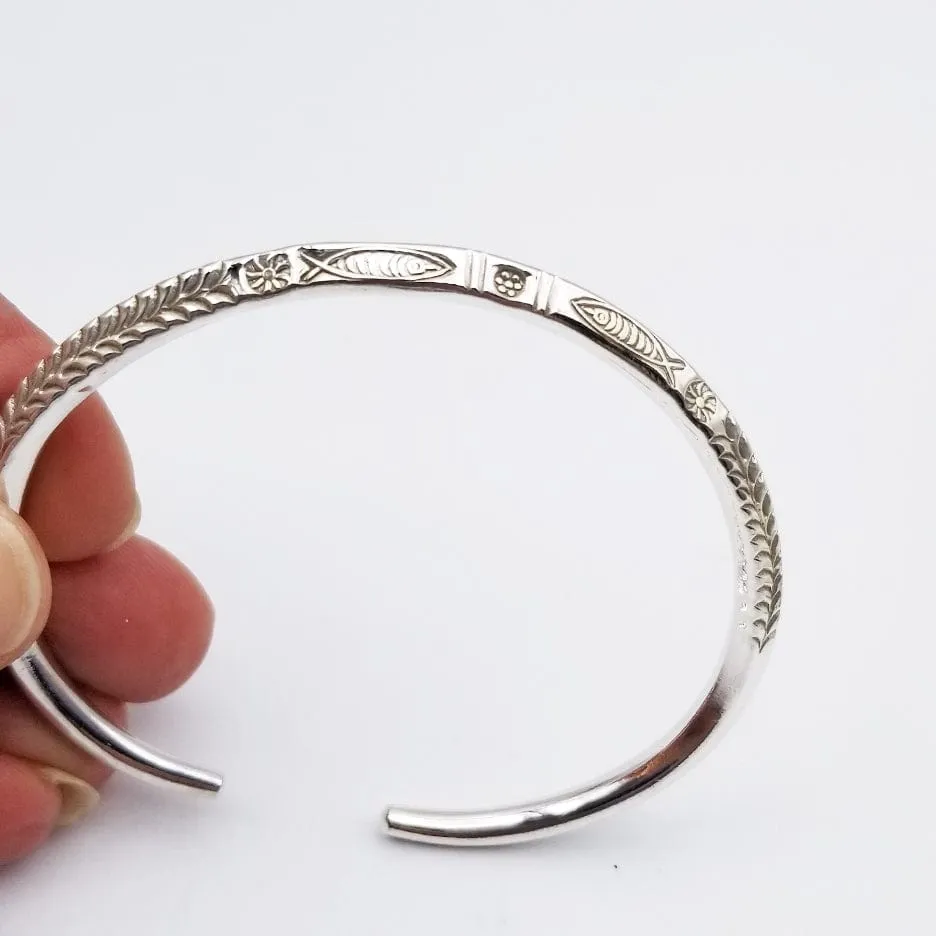 STAMPED WHEAT KNIFE EDGE CUFF