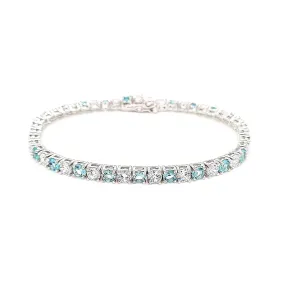 Sterling Silver Aquamarine Cubic Zirconia Bracelet