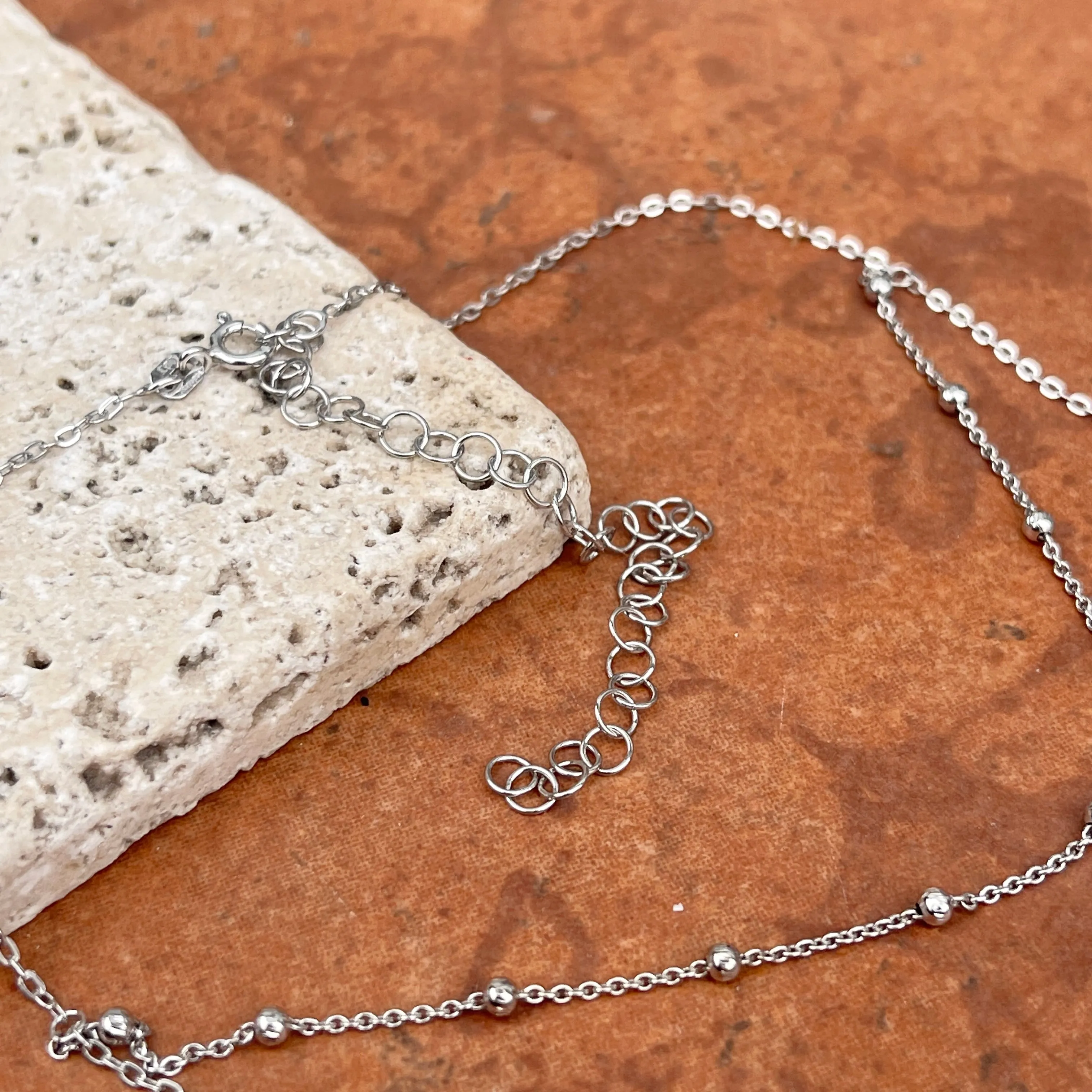 Sterling Silver Beaded Double Layer Choker Necklace