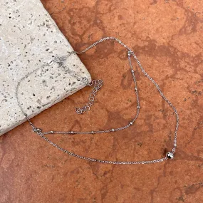 Sterling Silver Beaded Double Layer Choker Necklace