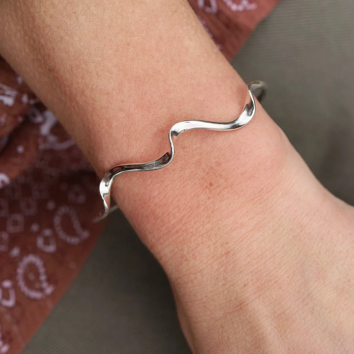 Sterling Silver Cuff with 3 Small Waves