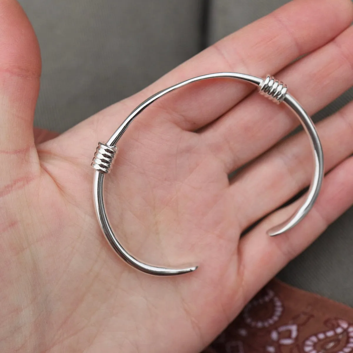 Sterling Silver Cuff with Double Wrapped Details