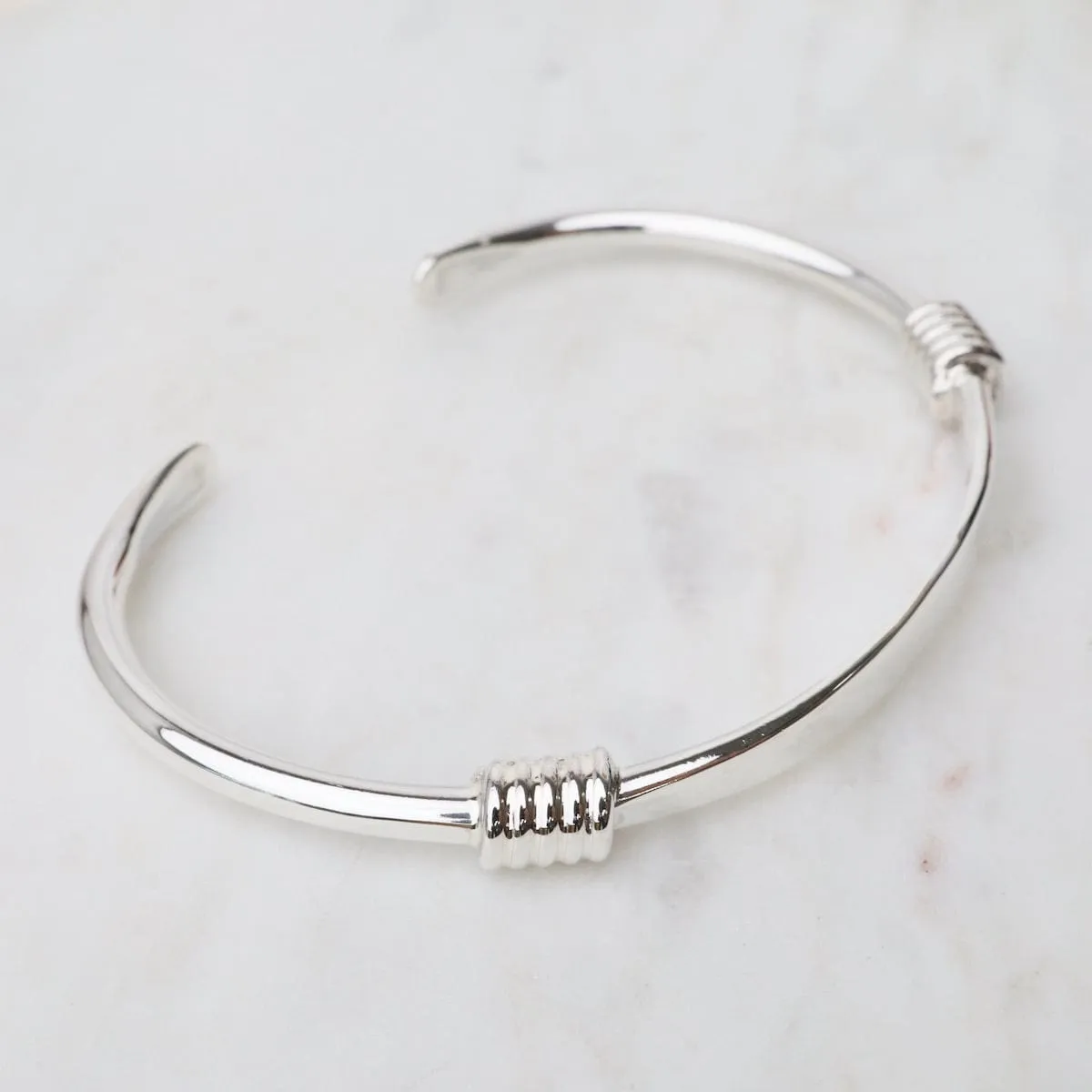 Sterling Silver Cuff with Double Wrapped Details