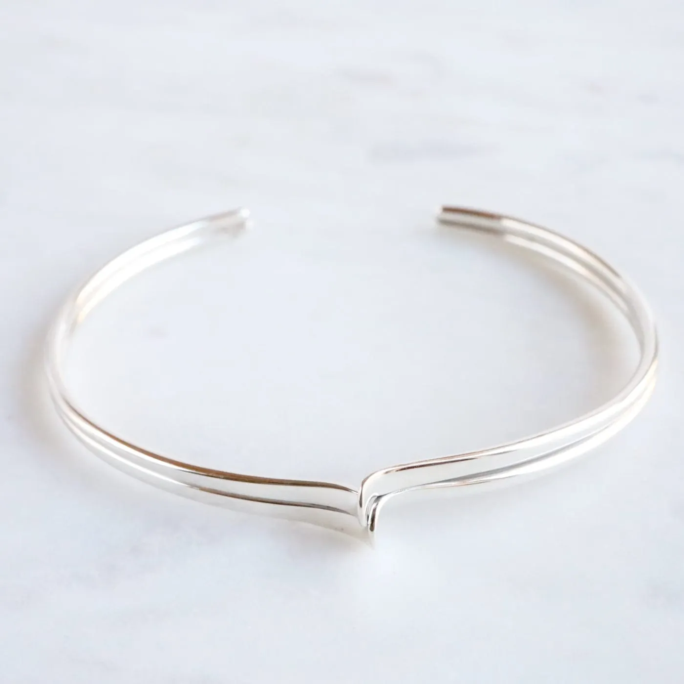 Sterling Silver Double Wave Cuff Bracelet