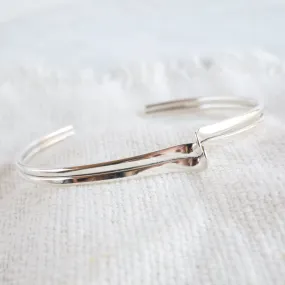 Sterling Silver Double Wave Cuff Bracelet