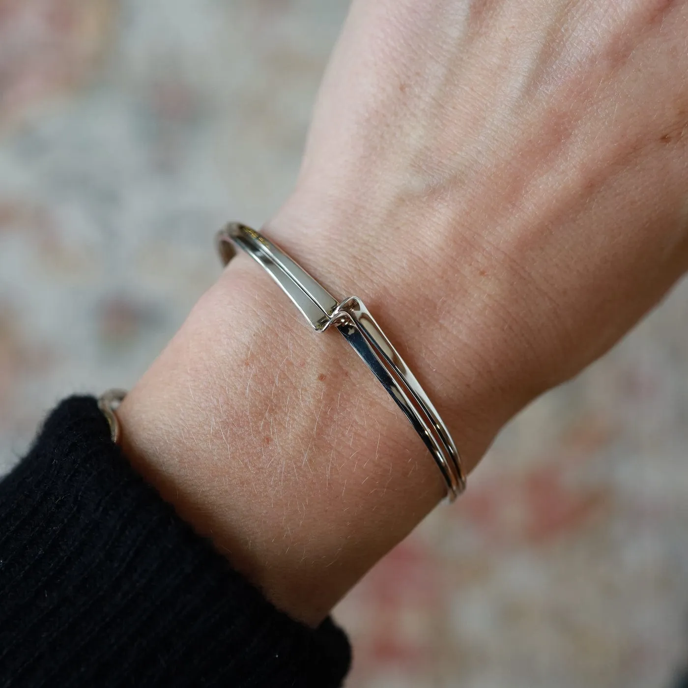 Sterling Silver Double Wave Cuff Bracelet