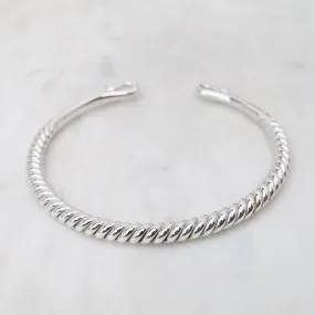 Sterling Silver Heavy Twisted Cuff with Curled Ends