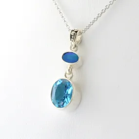 Sterling Silver Opal Blue Topaz Necklace