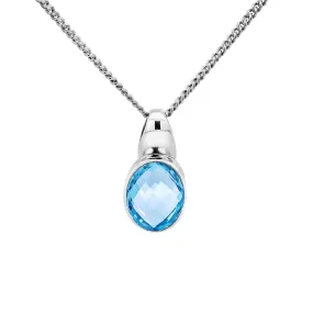Sterling Silver Oval Blue Topaz Pendant