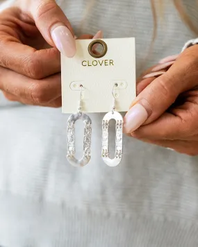 Textured Metal Geometric Dangle Earrings - Silver