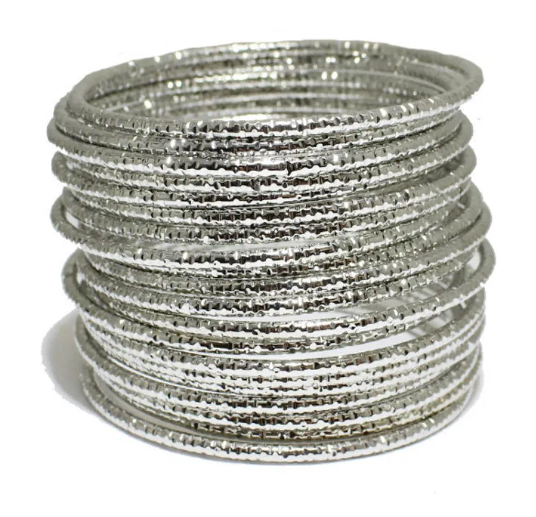 THE LUXE NK GLAM GIRL LUXURY JEWELRY COLLECTION- METAL ROUND TEXTURED STACKABLE BRACELETS- MBR5383