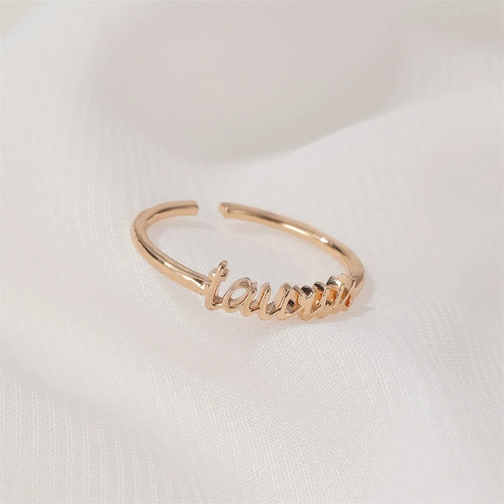 Thin Open Gold Zodiac Rings