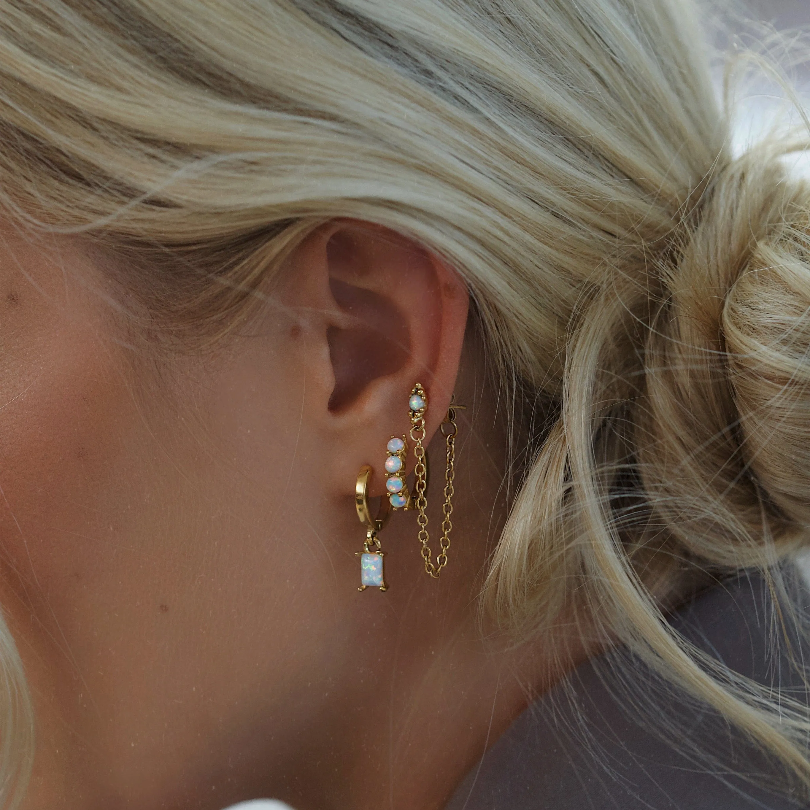 Tia Opal Hoop Earrings