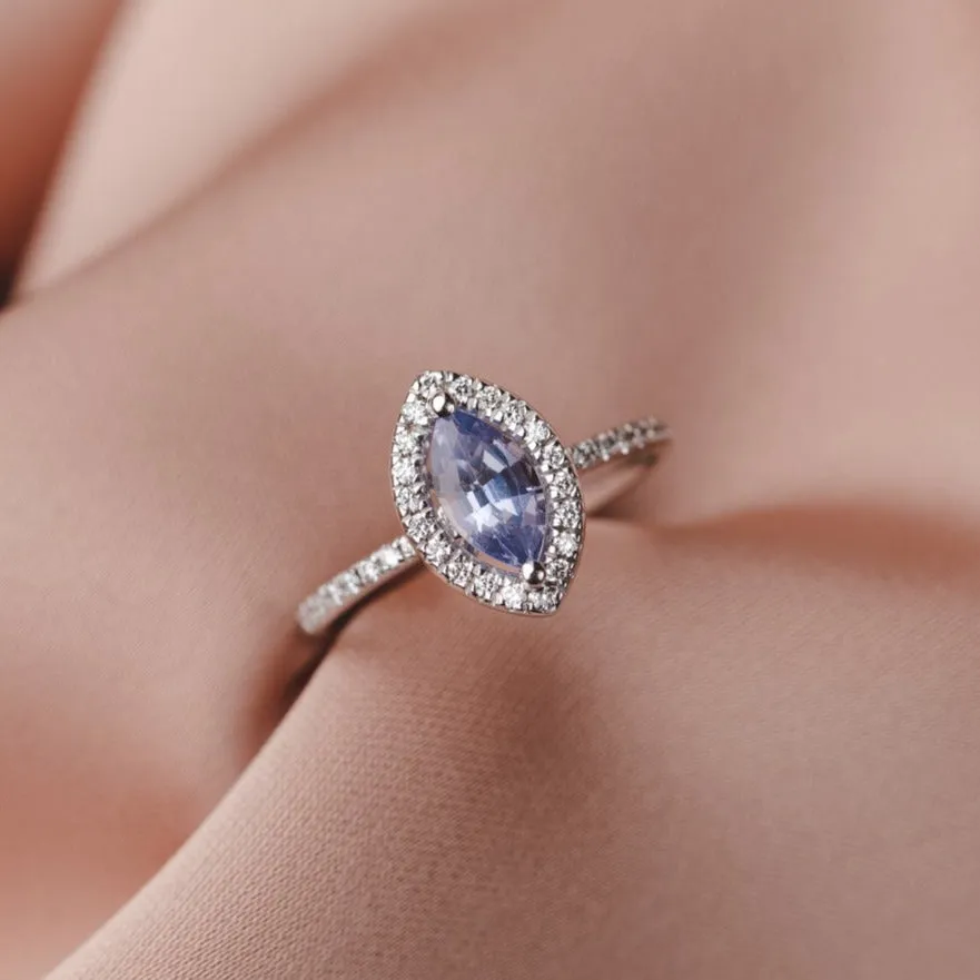 Tiara Halo Sapphire Ring