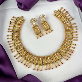 Traditional Matte Gold Plated Designer Necklace Set JH1347