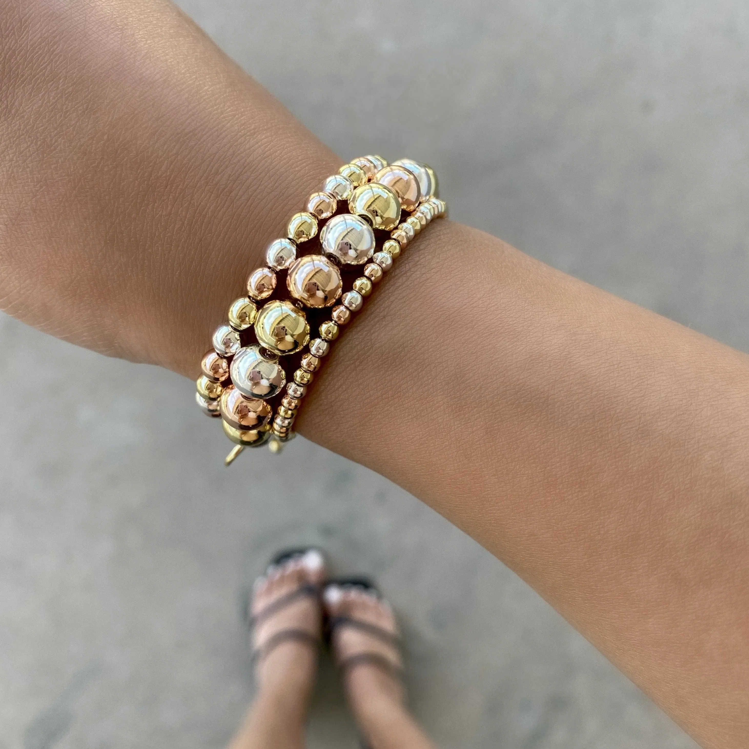 Tri Tone Beaded Adjustable Bracelets