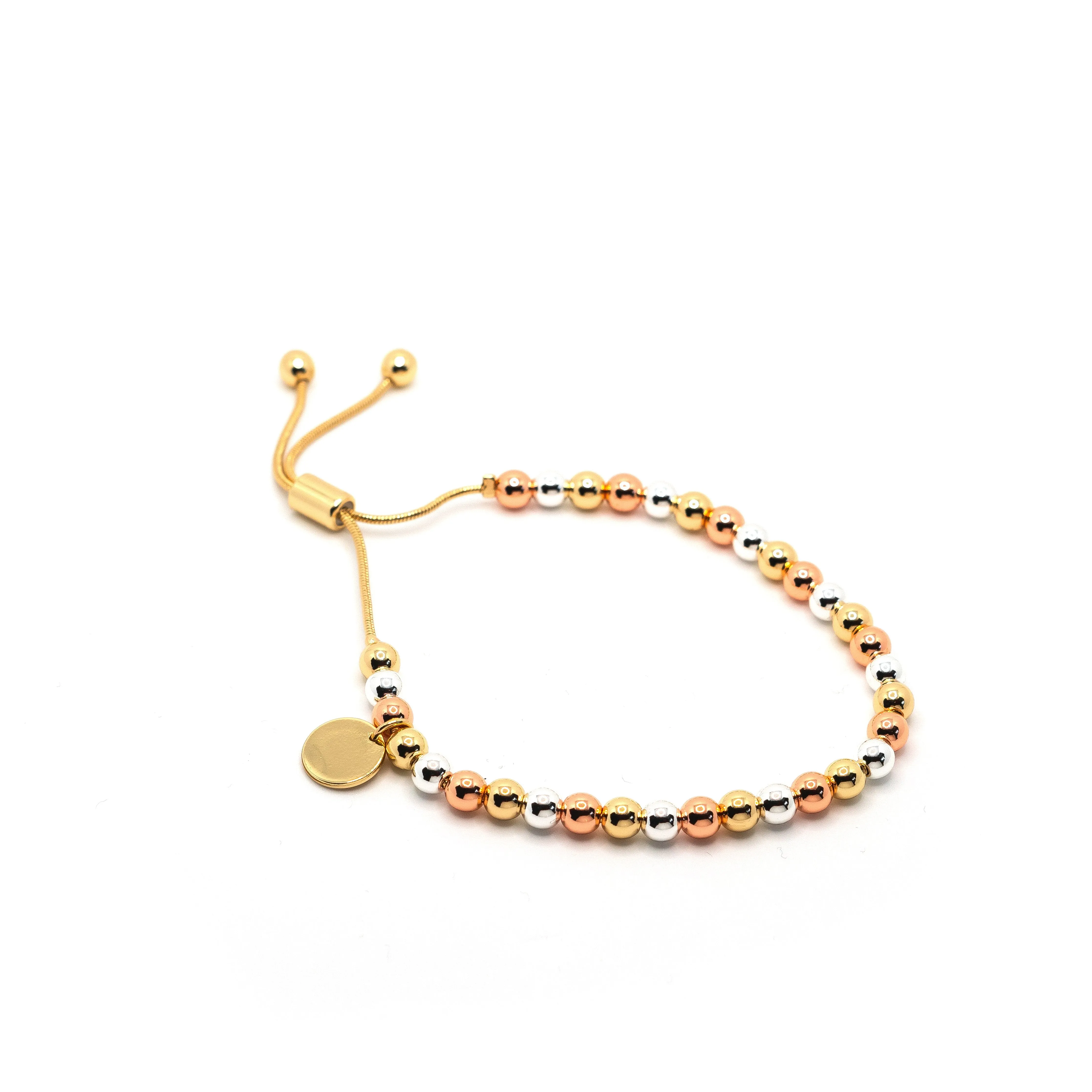 Tri Tone Beaded Adjustable Bracelets