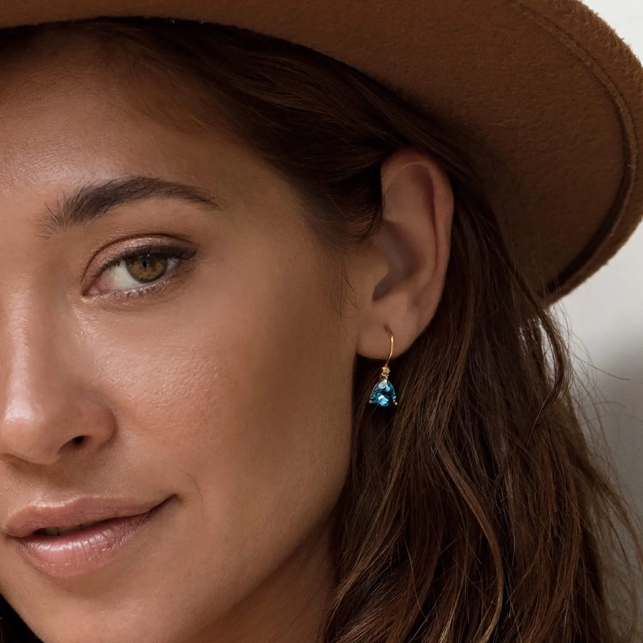 Trillion Cut Earrings White Topaz - Tuva