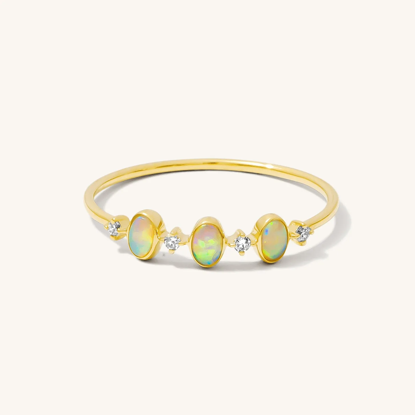 Triple Opal   Diamond Ring