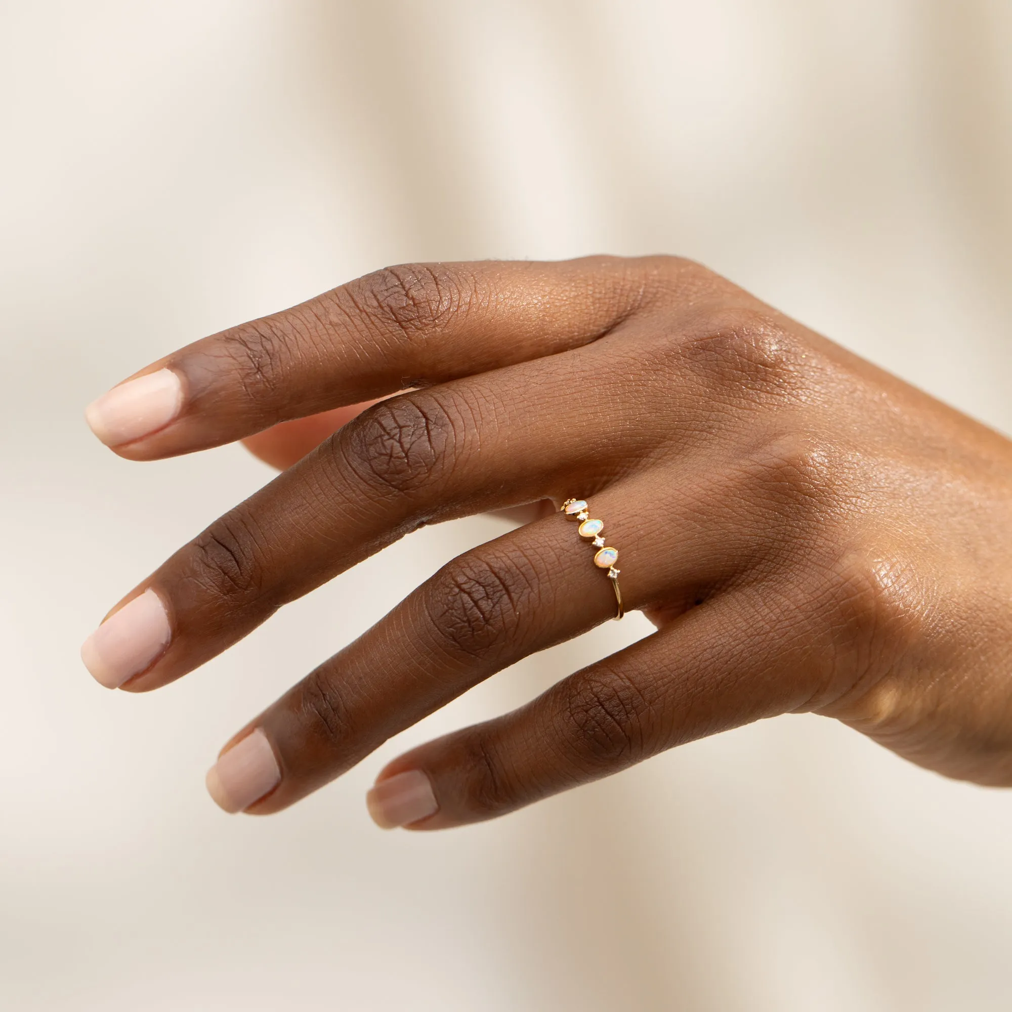 Triple Opal   Diamond Ring