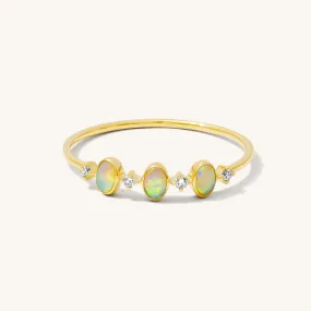 Triple Opal   Diamond Ring