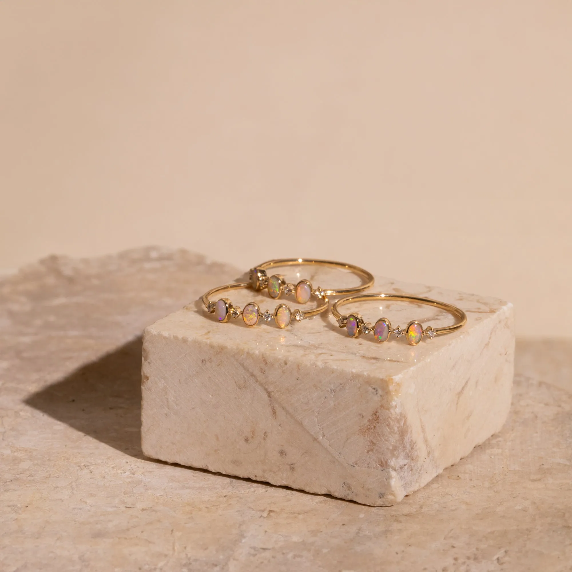 Triple Opal   Diamond Ring